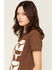 Image #2 - Blended Women's Checkerboard Steer Head Short Sleeve Graphic Tee, Brown, hi-res