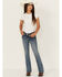 Image #3 - Grace in LA Girls' Medium Wash Floral Embroidered Stretch Bootcut Jeans, , hi-res