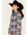 Image #2 - Cruel Girl Girls' Southwestern Stripe Softshell Hooded Jacket, Grey, hi-res