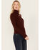 Image #2 - Miss Me Women's Long Sleeve Turtleneck Top, Wine, hi-res