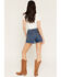 Image #3 - Wrangler Women's Juniper Dark Wash High Rise Cowboy Stretch Denim Shorts, Dark Wash, hi-res
