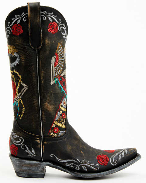 Image #2 - Old Gringo Women's Reinas La Catrina Skeleton & Floral Embroidered Tall Western Leather Boots - Snip Toe, , hi-res