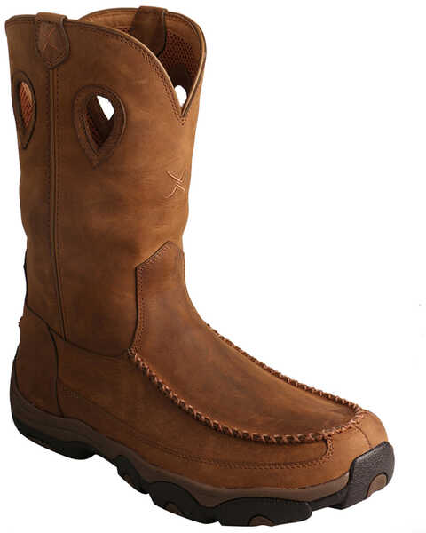 Image #1 - Twisted X Men's 11" Pull On Waterproof Moc Work Boots - Soft Toe, Brown, hi-res