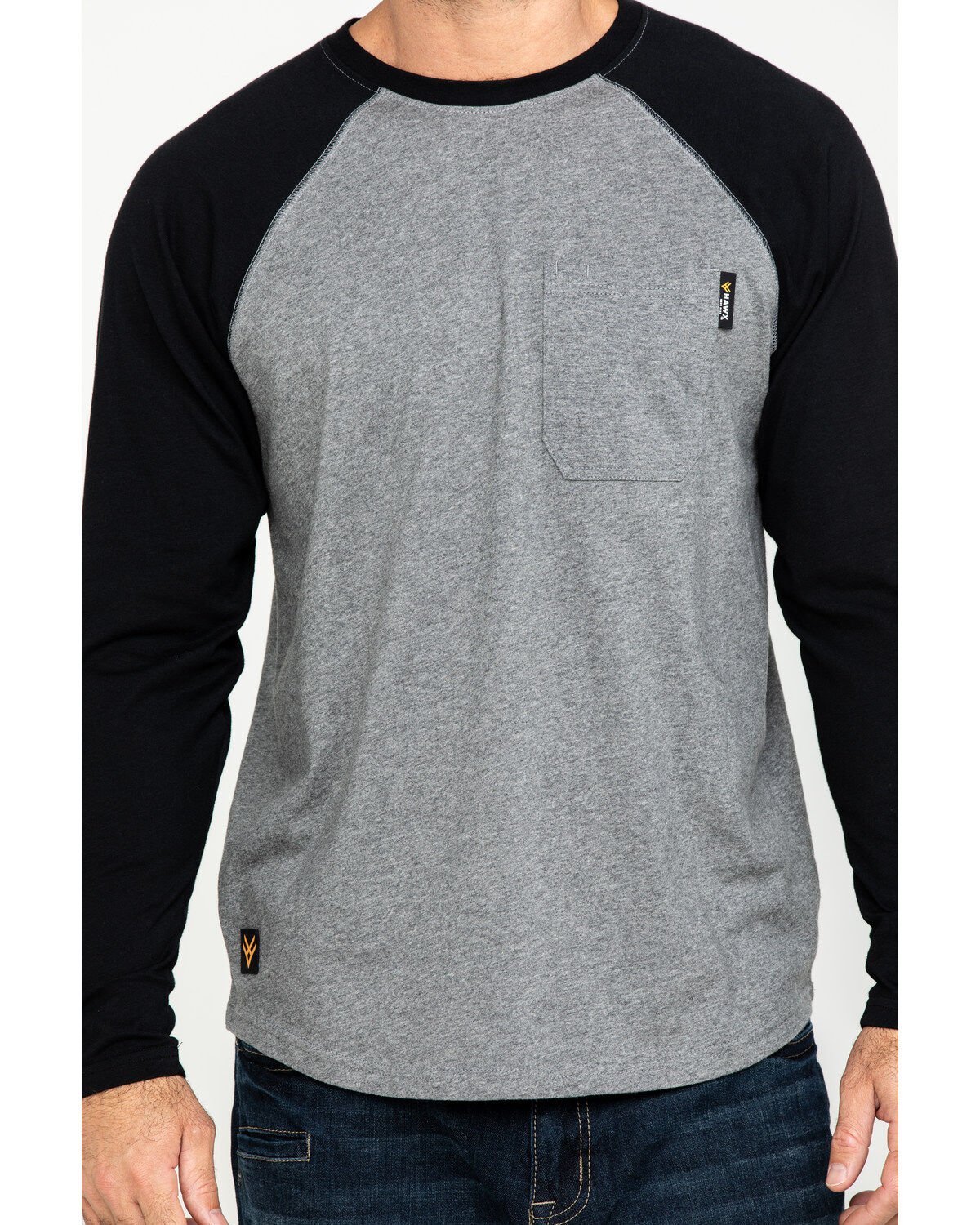 Image #4 - Hawx Men's Black Baseball Raglan Crew Long Sleeve Work Shirt, , hi-res