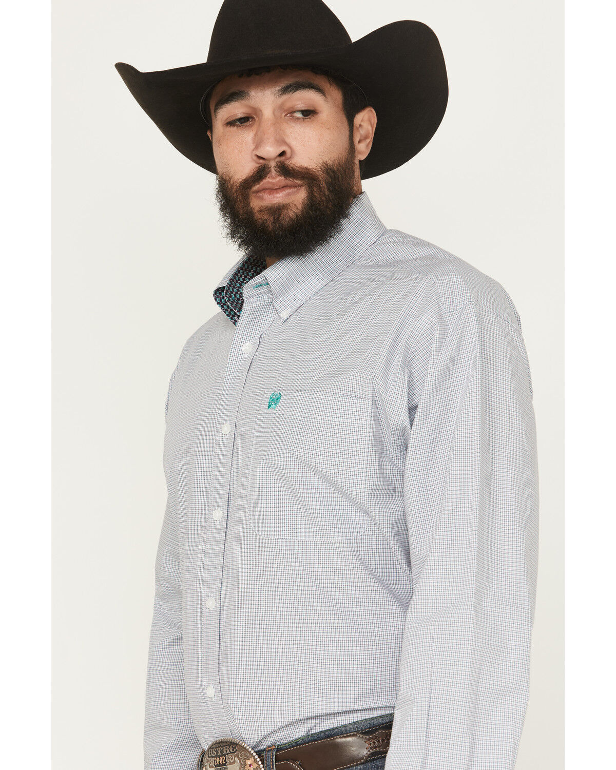 Image #2 - Cinch Men's Plaid Print Long Sleeve Button-Down Western Shirt, White, hi-res