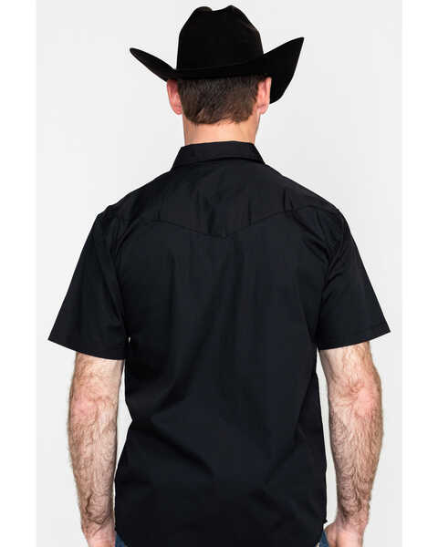 Image #2 - Gibson Men's Solid Pearl Snap Short Sleeve Western Shirt, Black, hi-res
