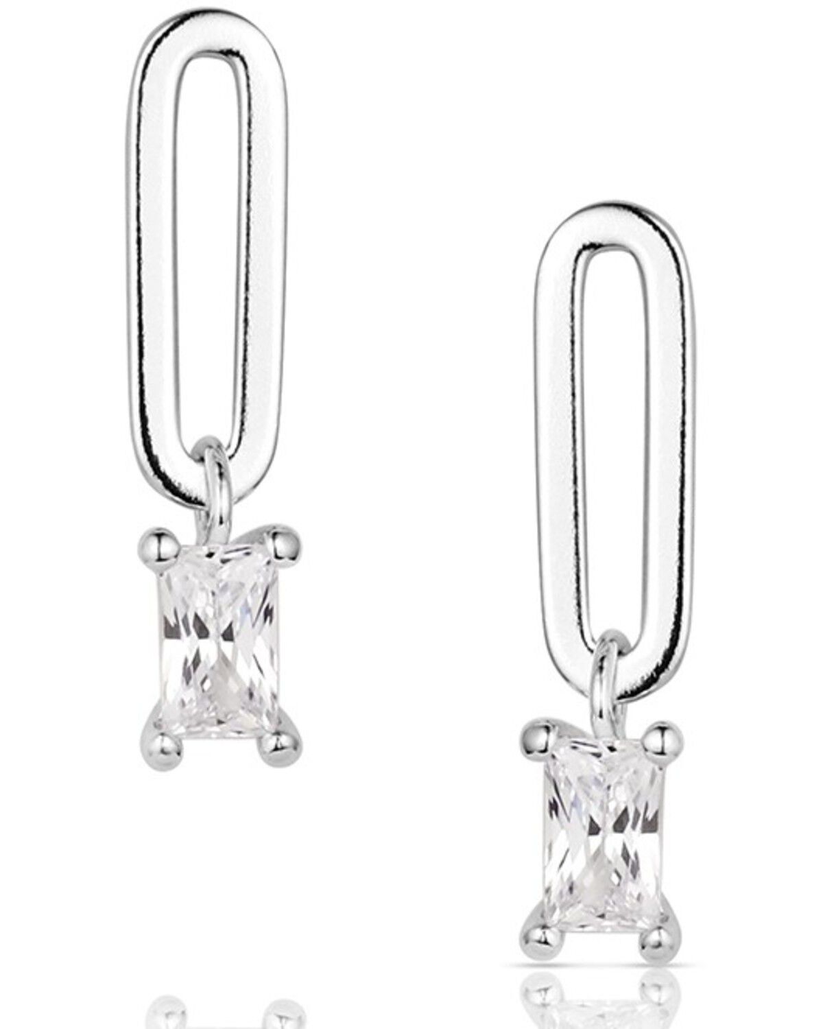 Montana Silversmiths Women's Modern Muse Crystal Earrings, Silver, hi-res