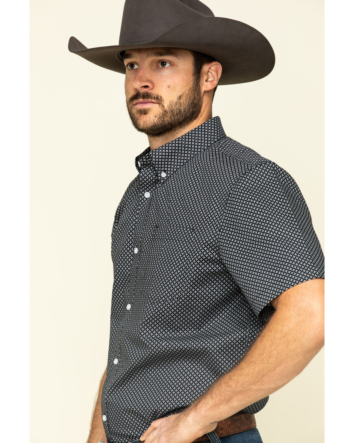 Image #3 - Cody James Core Men's Don't Cross Me Geo Print Short Sleeve Western Shirt, , hi-res