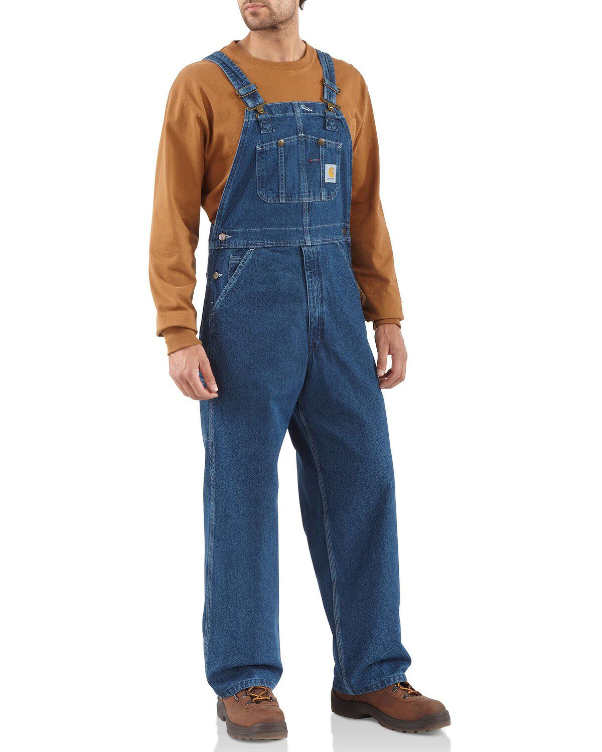 Image #1 - Carhartt Bib Washed Denim Work Overalls, , hi-res
