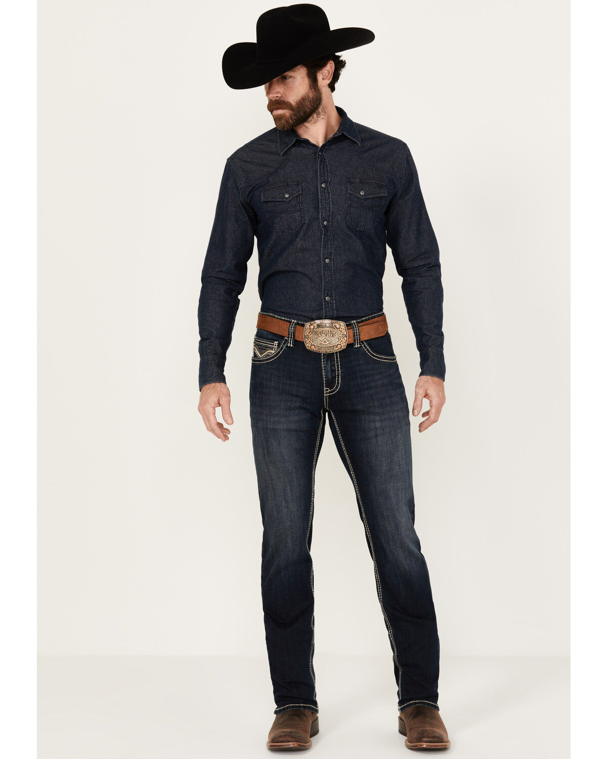 Image #3 - Rock & Roll Denim Men's Rifle Dark Vintage Wash Skinny Reflex Jeans, Dark Wash, hi-res