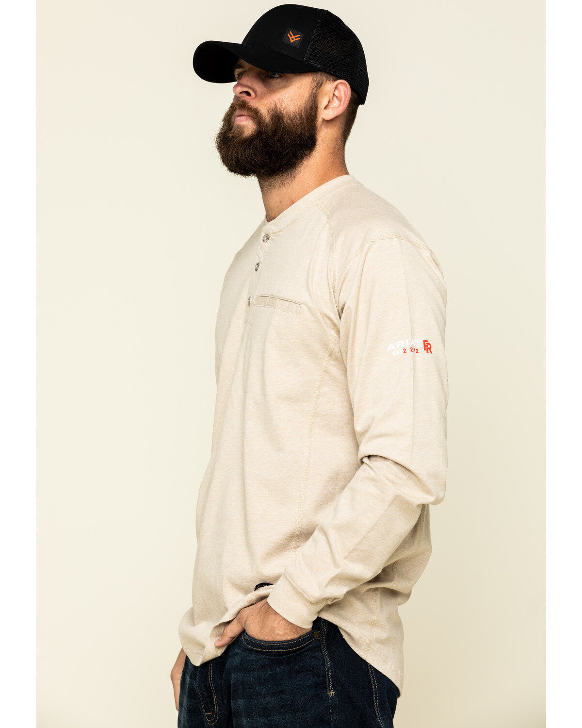 Image #3 - Ariat Men's FR Air Henley Soar Graphic Long Sleeve Work T-Shirt - Big & Tall, Yellow, hi-res