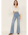 Flying Tomato Women's Postcards From Me Flare Jeans, Blue, hi-res