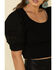 Very J Women's Embroidered Puff Sleeve Ribbed Top , , hi-res