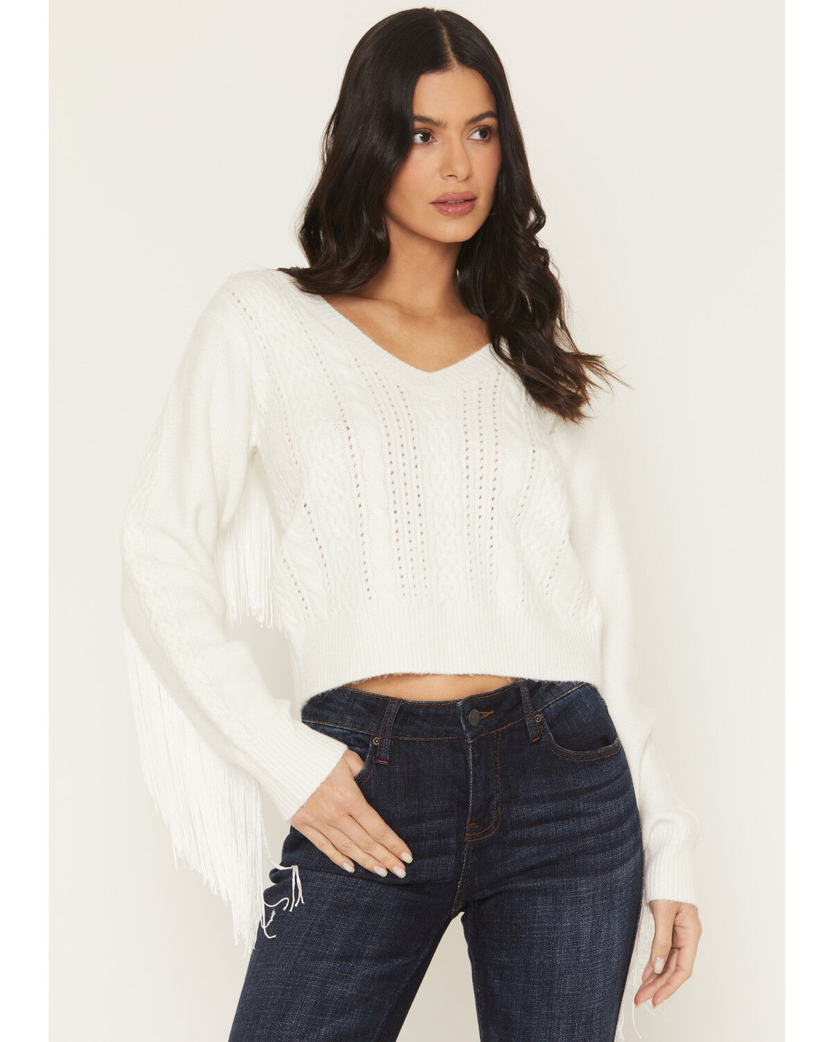 Image #2 - Idyllwind Women's Strombury Fringe Sweater, Cream, hi-res