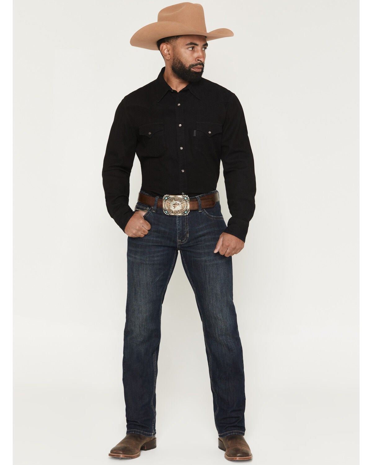 Rock & Roll Denim Men's Dark Wash Revolver Slim Straight Reflex Stretch Denim Jeans, Dark Wash, hi-res