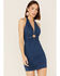 Flying Tomato Women's Denim Halter Bodycon Dress, Blue, hi-res