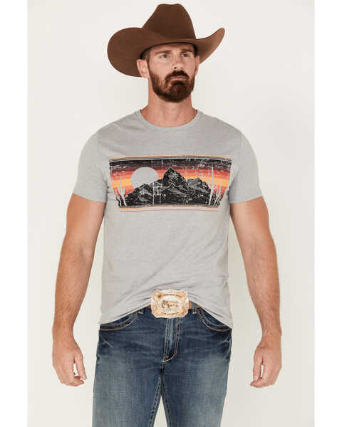 Rock & Roll Denim Men's Scenic Mountain Graphic Short Sleeve T-Shirt, Grey, hi-res
