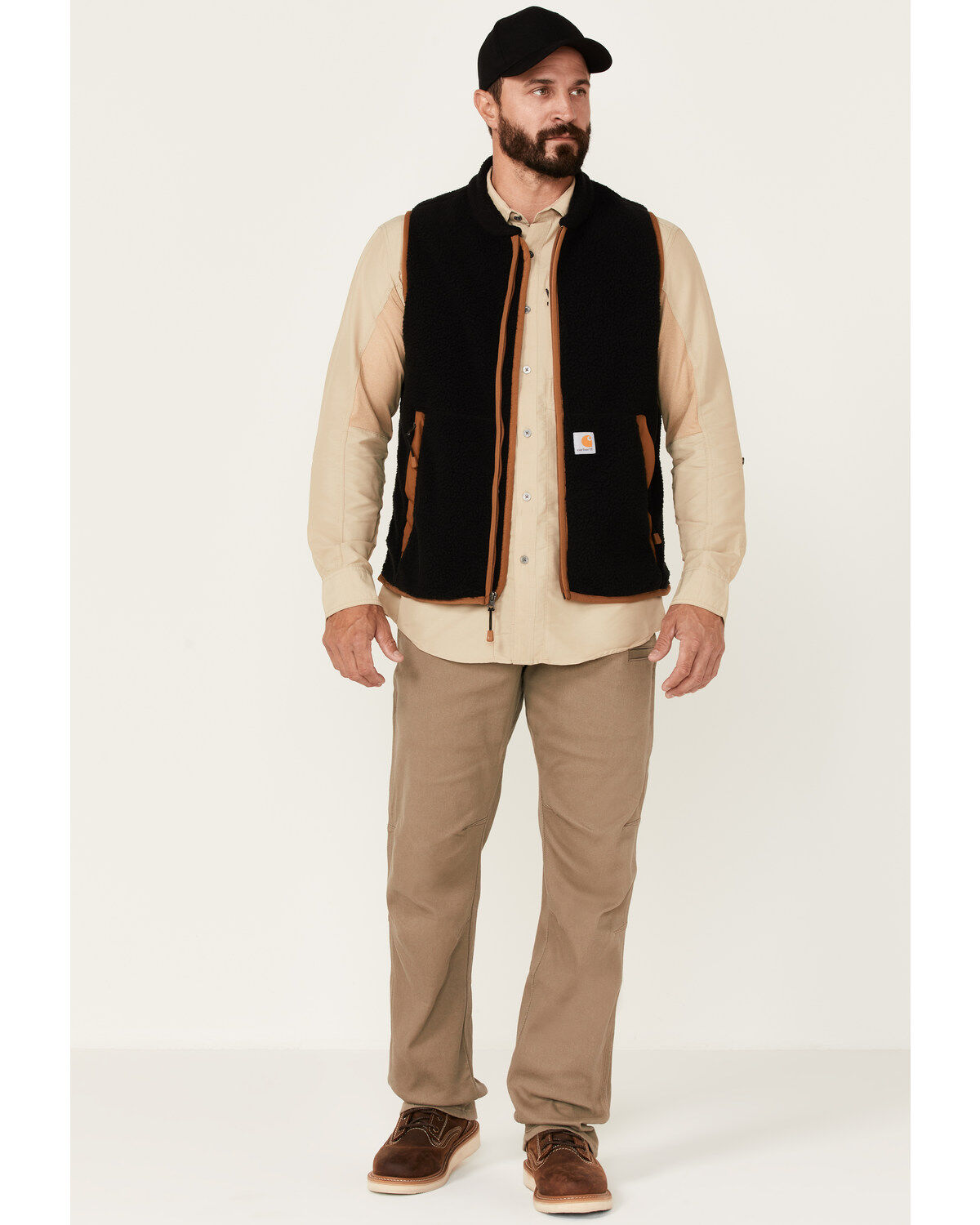 Image #2 - Carhartt Men's Black Relaxed Fit Zip-Front Fleece Vest, , hi-res