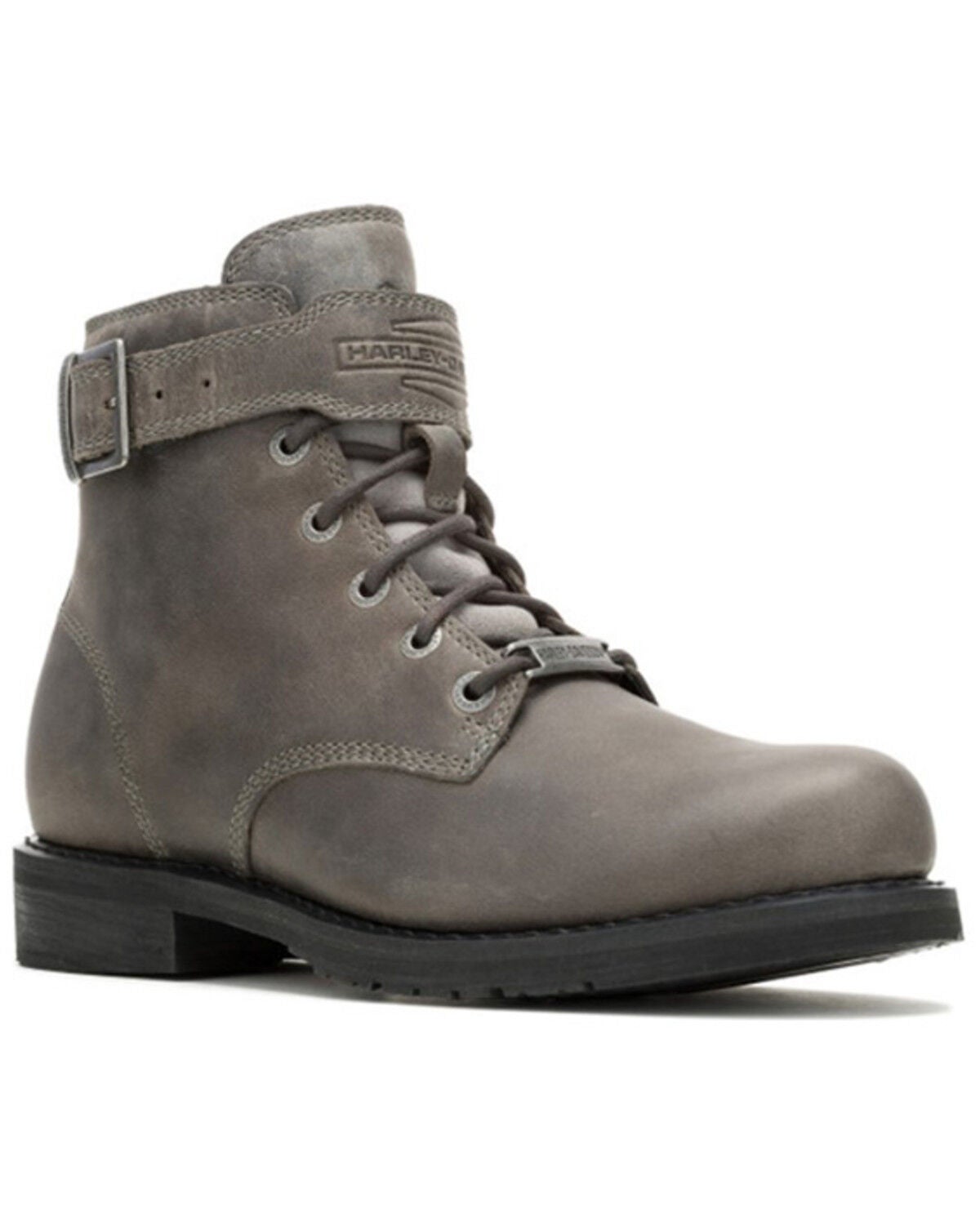 Harley Davidson Men's Vintage Motorcycle Boots - Round Toe, Grey, hi-res