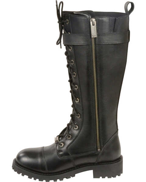 Image #2 - Milwaukee Leather Women's 14" Lace To Toe High Rise Leather Boots - Round Toe, Black, hi-res