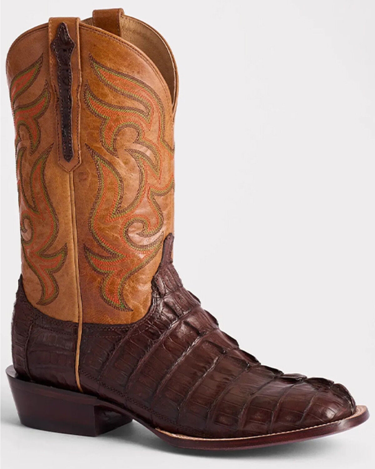 Lucchese Men's Hendrik Exotic Caiman Western Boots - Broad Square Toe, Chocolate, hi-res