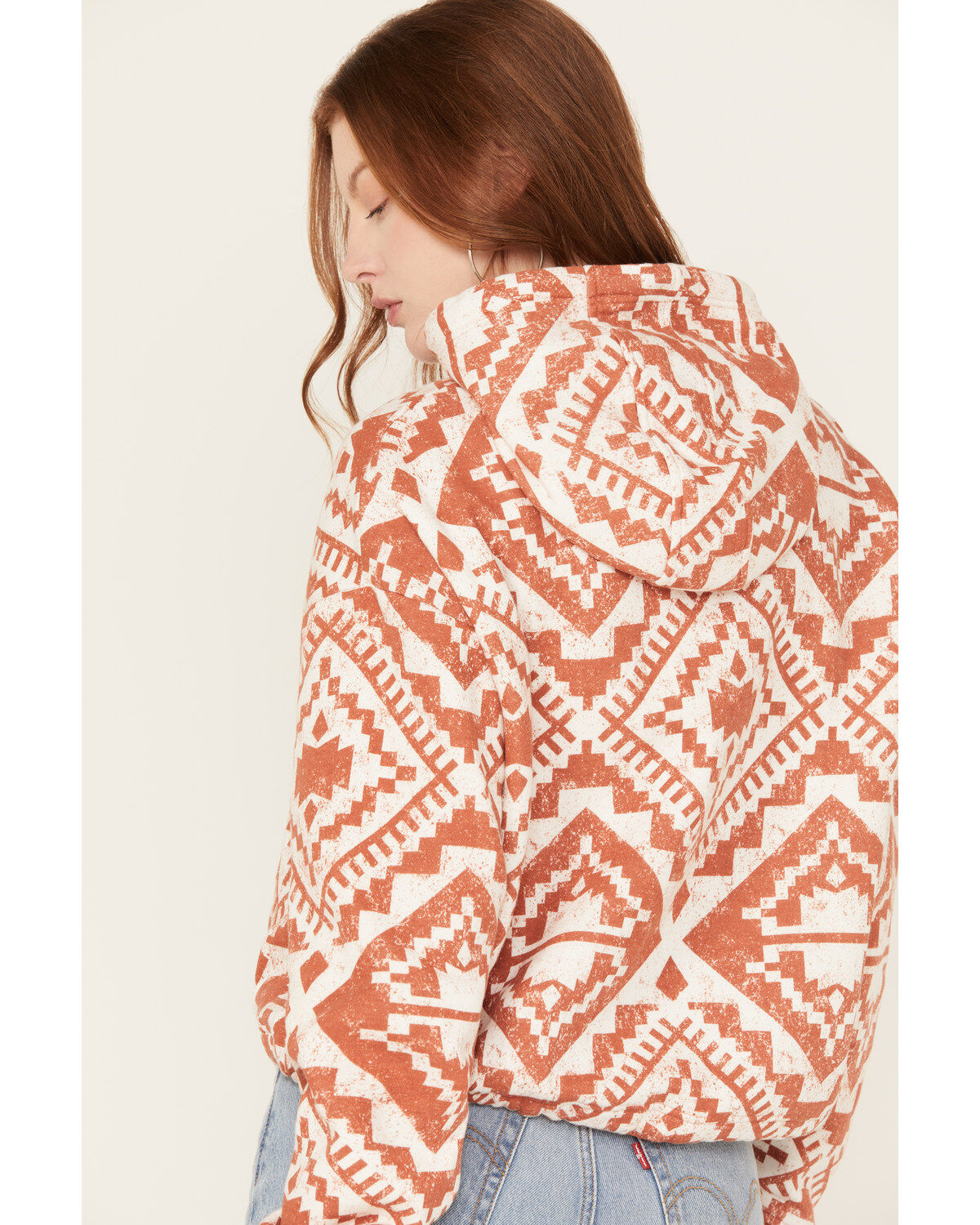 Image #4 - Wrangler Retro Women's Logo Southwestern Print Hoodie, Orange, hi-res