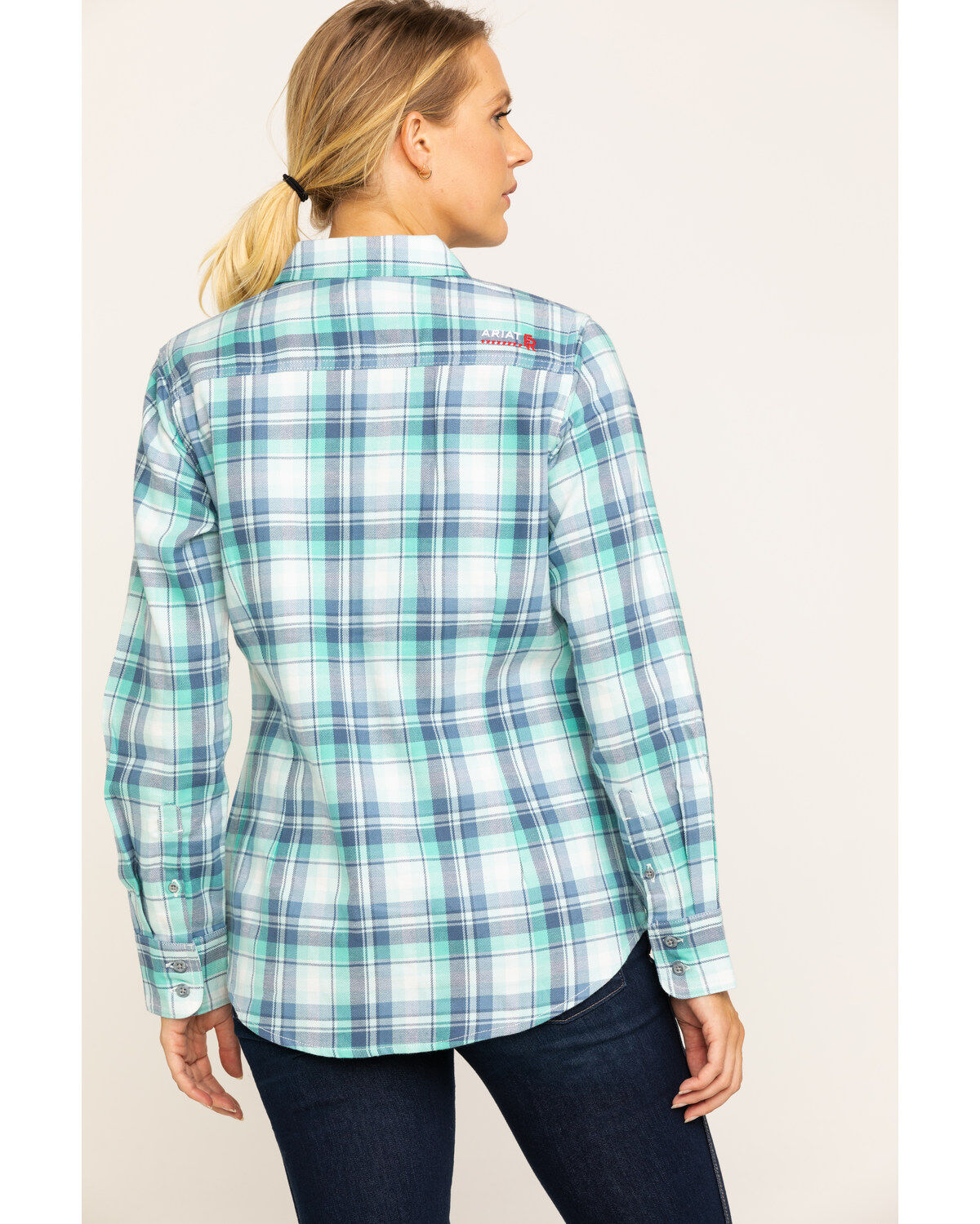 Image #2 - Ariat Women's Boot Barn Exclusive FR Gisela Plaid Print Long Sleeve Work Shirt, , hi-res
