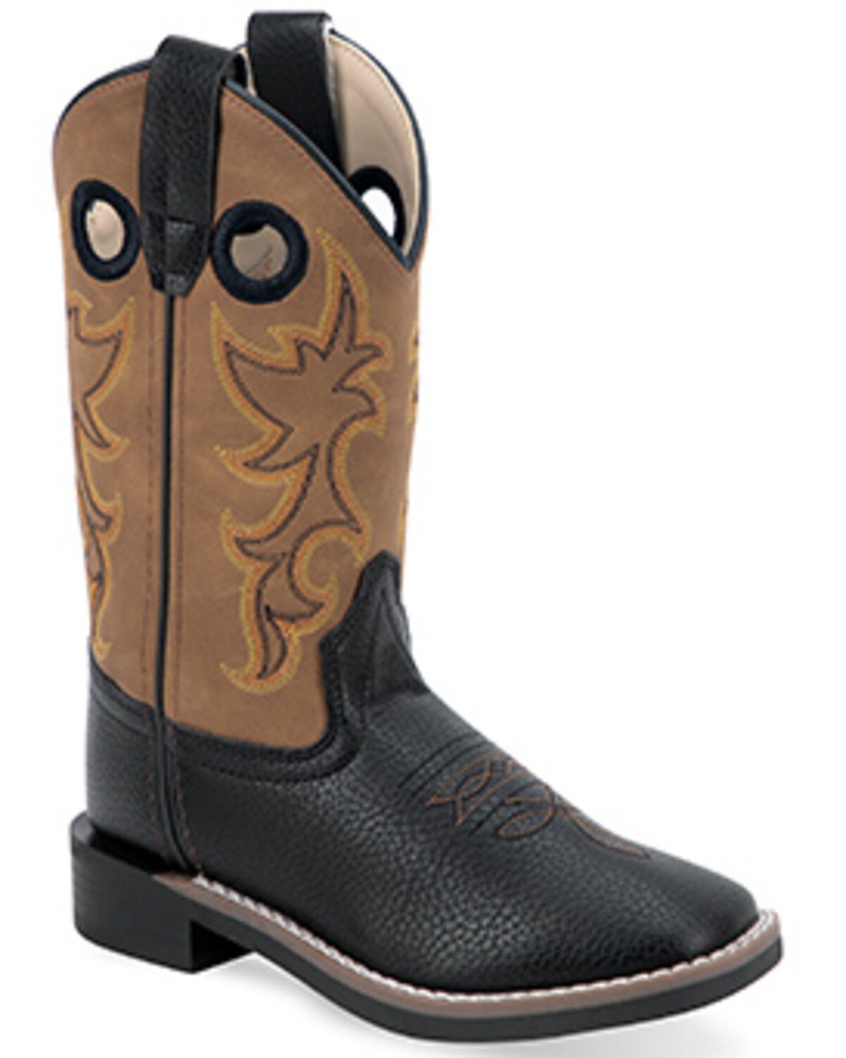 Old West Little Boys' Western Boots - Broad Square Toe, Brown, hi-res