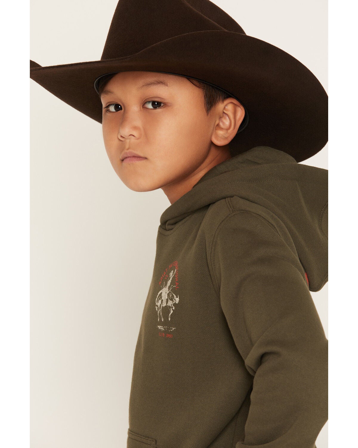 Image #2 - Ariat Boys' Rodeo Logo Graphic Hooded Sweatshirt, Green, hi-res