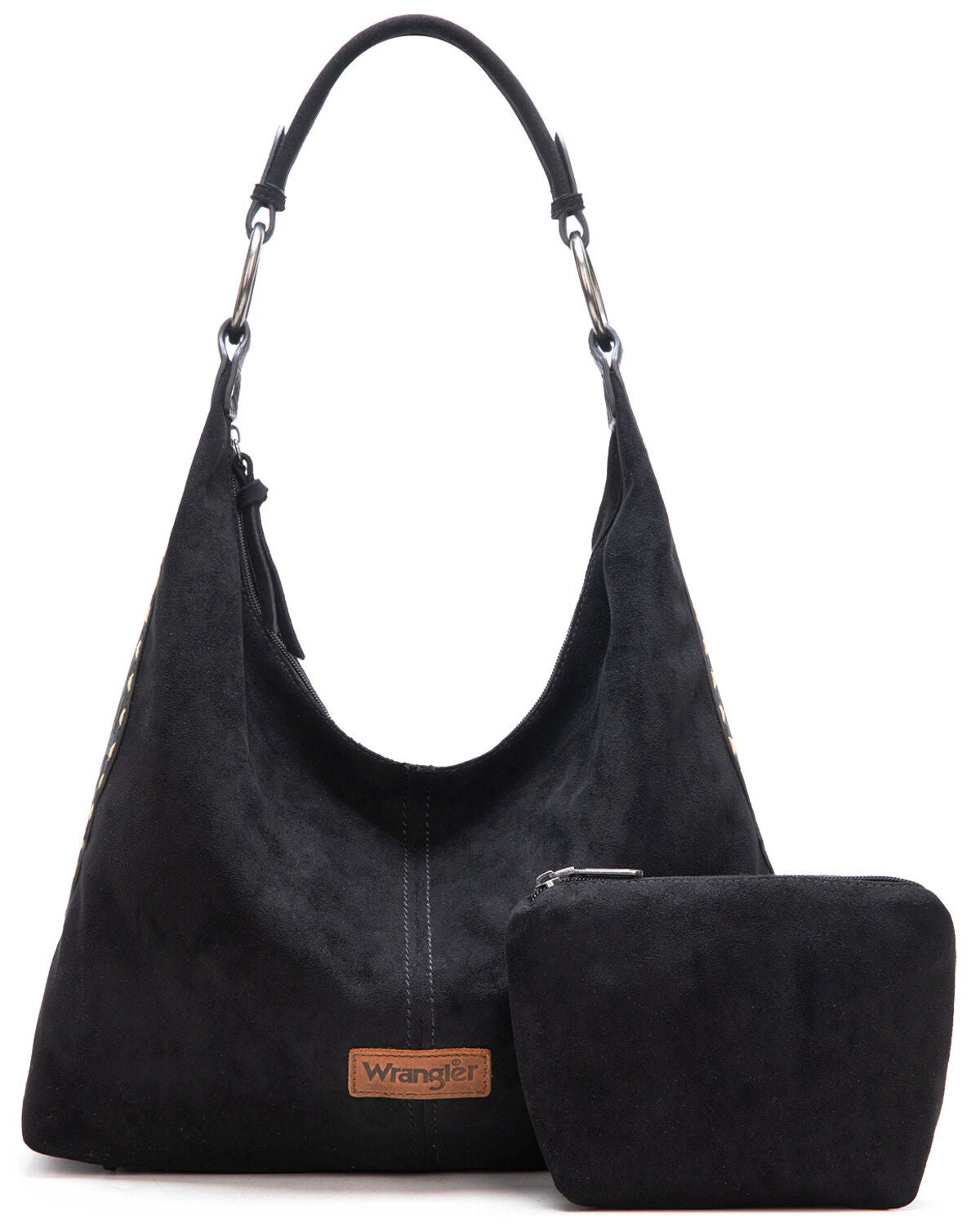 Wrangler Women's Floral Tooled Hobo Bag with Pouch, Black, hi-res