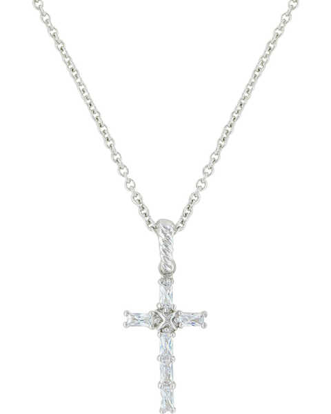 Montana Silversmiths Women's Acadian Cross Necklace, Silver, hi-res