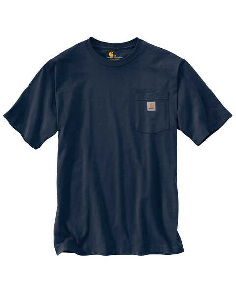 Image #1 - Carhartt Men's Loose Fit Heavyweight Logo Pocket Work T-Shirt - Big & Tall, Navy, hi-res