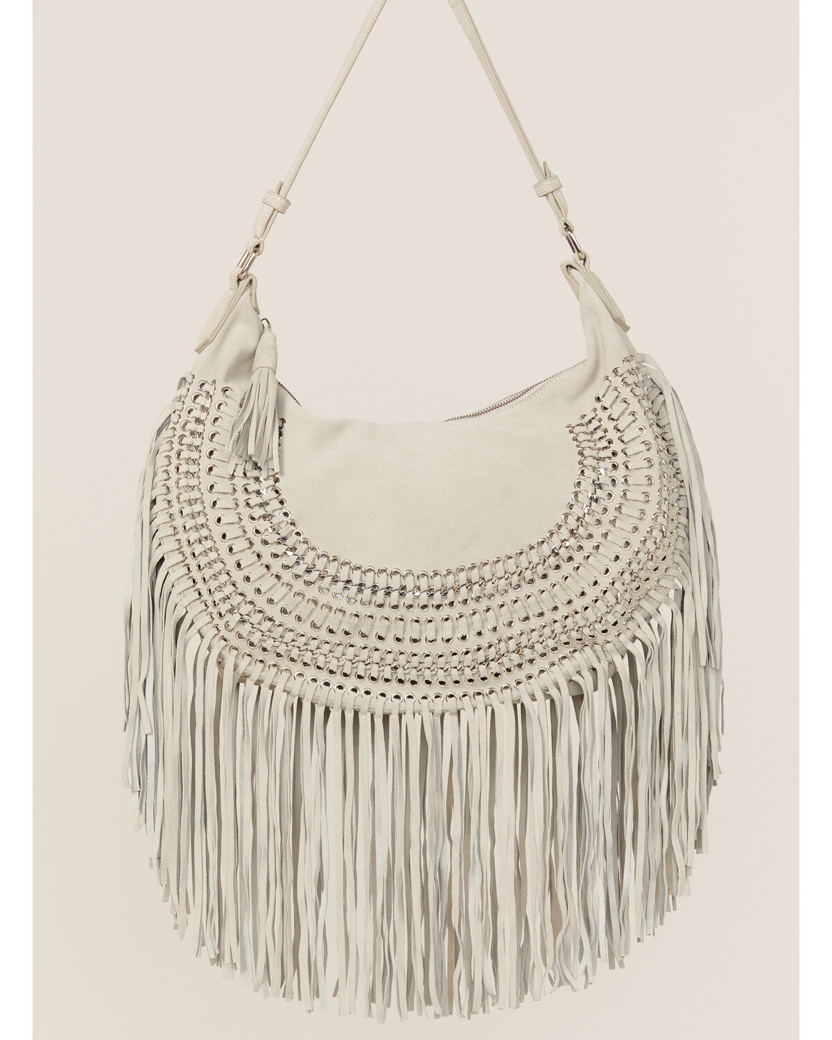 Image #2 - Wonderwest Women's Gray Fringe Hobo Boho Handbag, Grey, hi-res