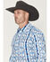 Image #2 - Wrangler Men's Checotah Southwestern Striped Long Sleeve Pearl Snap Western Shirt, Blue, hi-res