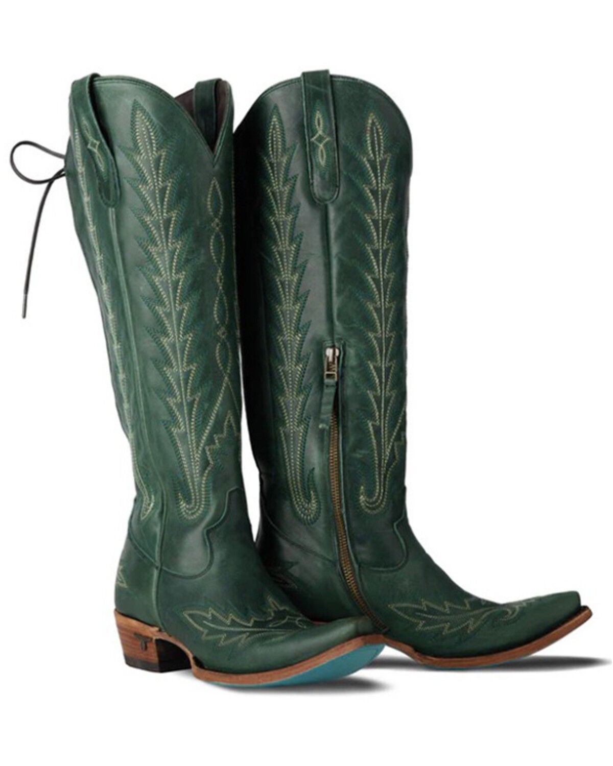 Lane Women's Lexington Knee High Corset Western Boots - Snip Toe, Green, hi-res
