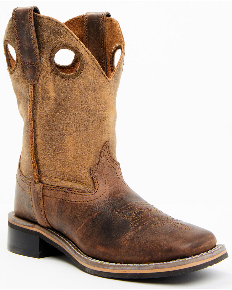 Smoky Mountain Boys' Waylon Western Boots - Square Toe, Distressed Brown, hi-res