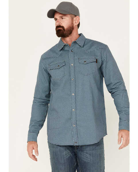 Cody James Men's FR Mid Weight Geo Print Long Sleeve Snap Western Shirt - Big & Tall, Teal, hi-res