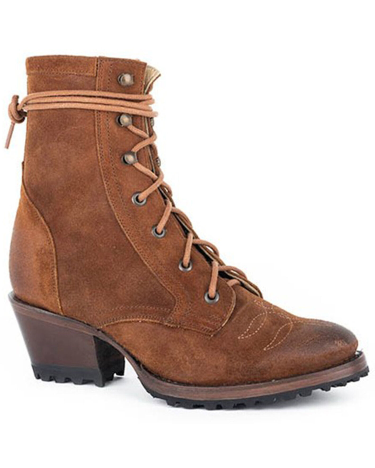 Stetson Women s Hattie Suede Lace Up Booties Round Toe Boot Barn