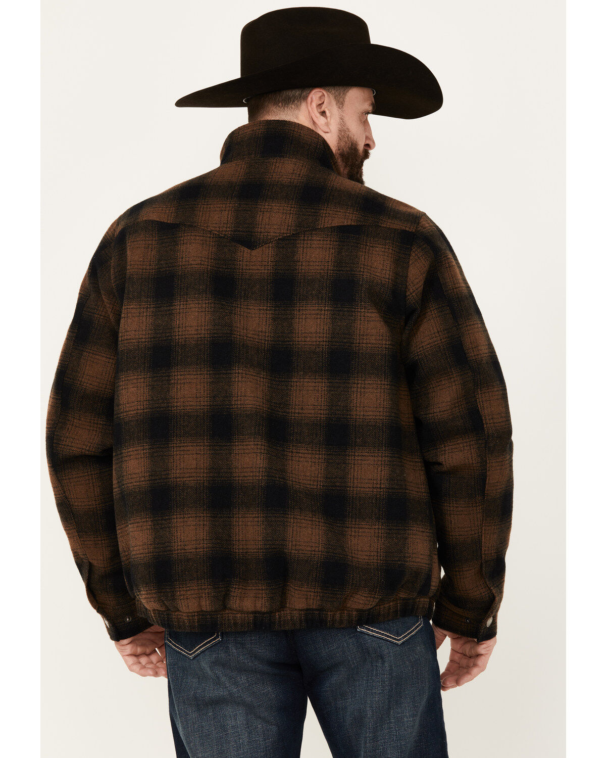 Image #4 - Cinch Men's Plaid Print Concealed Carry Zip Jacket, Brown, hi-res
