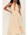 Flying Tomato Women's Floral Lace Halter Tiered Midi Dress, Cream, hi-res