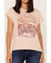 Image #3 - Cleo + Wolf Women's Motorcycle Raceway Vintage Graphic Tee, Peach, hi-res