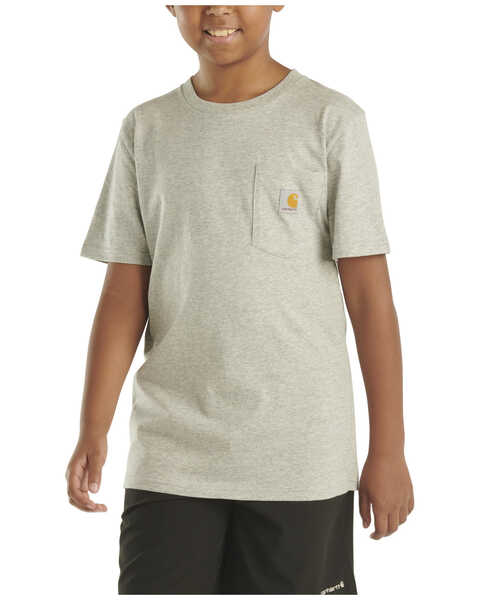 Carhartt Boys' Solid Short Sleeve Pocket T-Shirt , Grey, hi-res