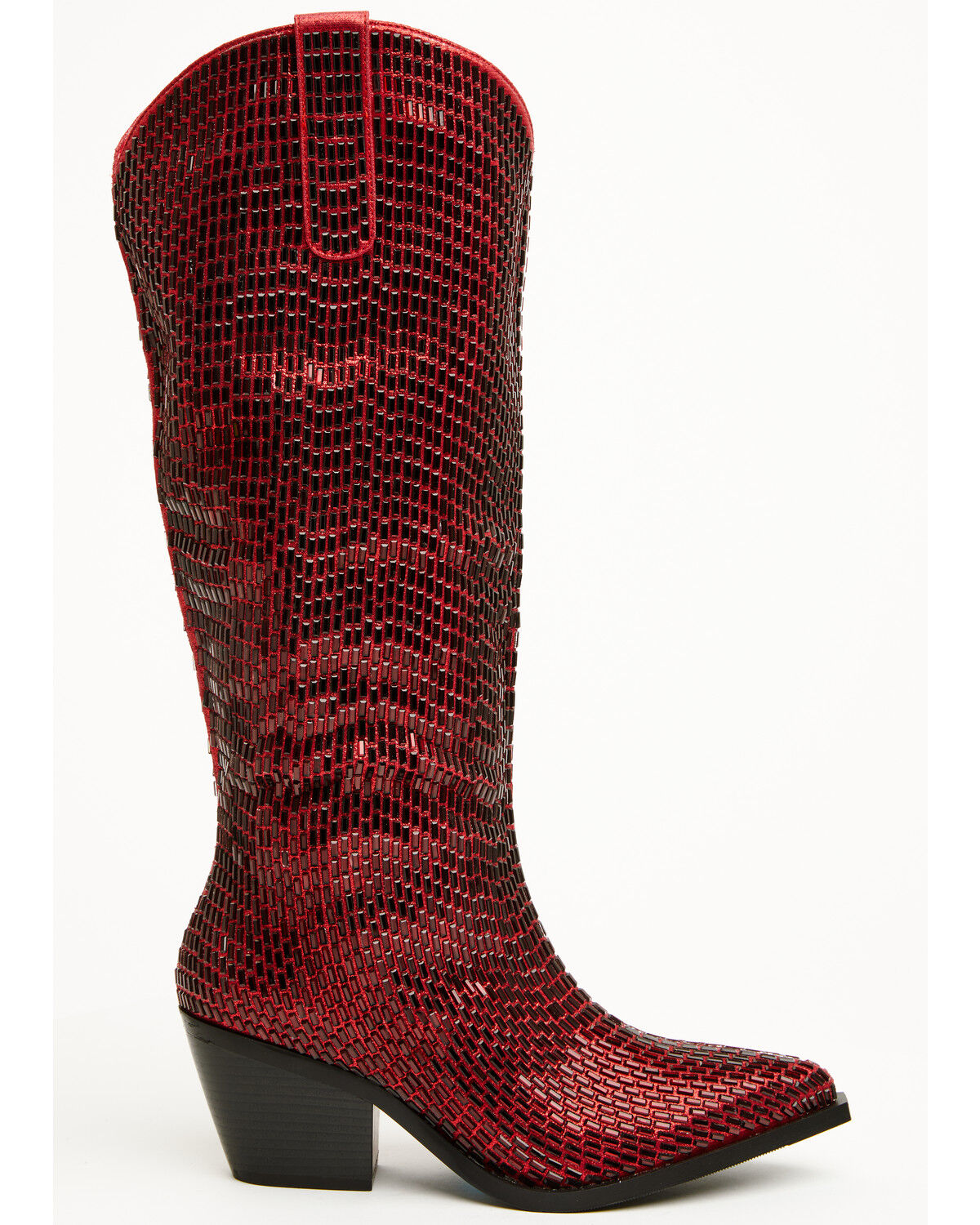 Image #2 - Azalea Wang Women's Driven Tall Western Boots - Snip Toe, Red, hi-res