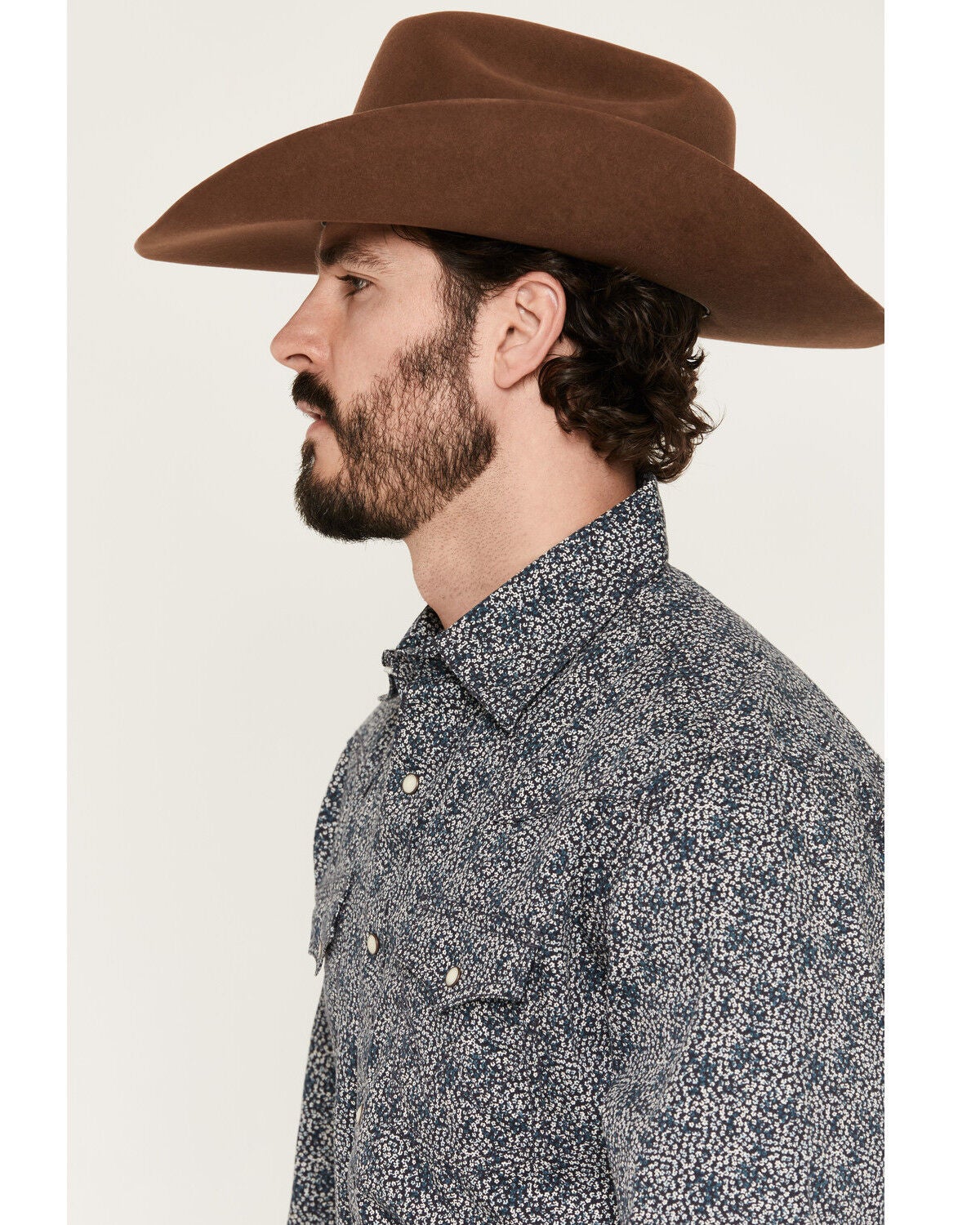 Image #2 - Wrangler Retro Men's Floral Print Long Sleeve Snap Western Shirt - Tall, Navy, hi-res