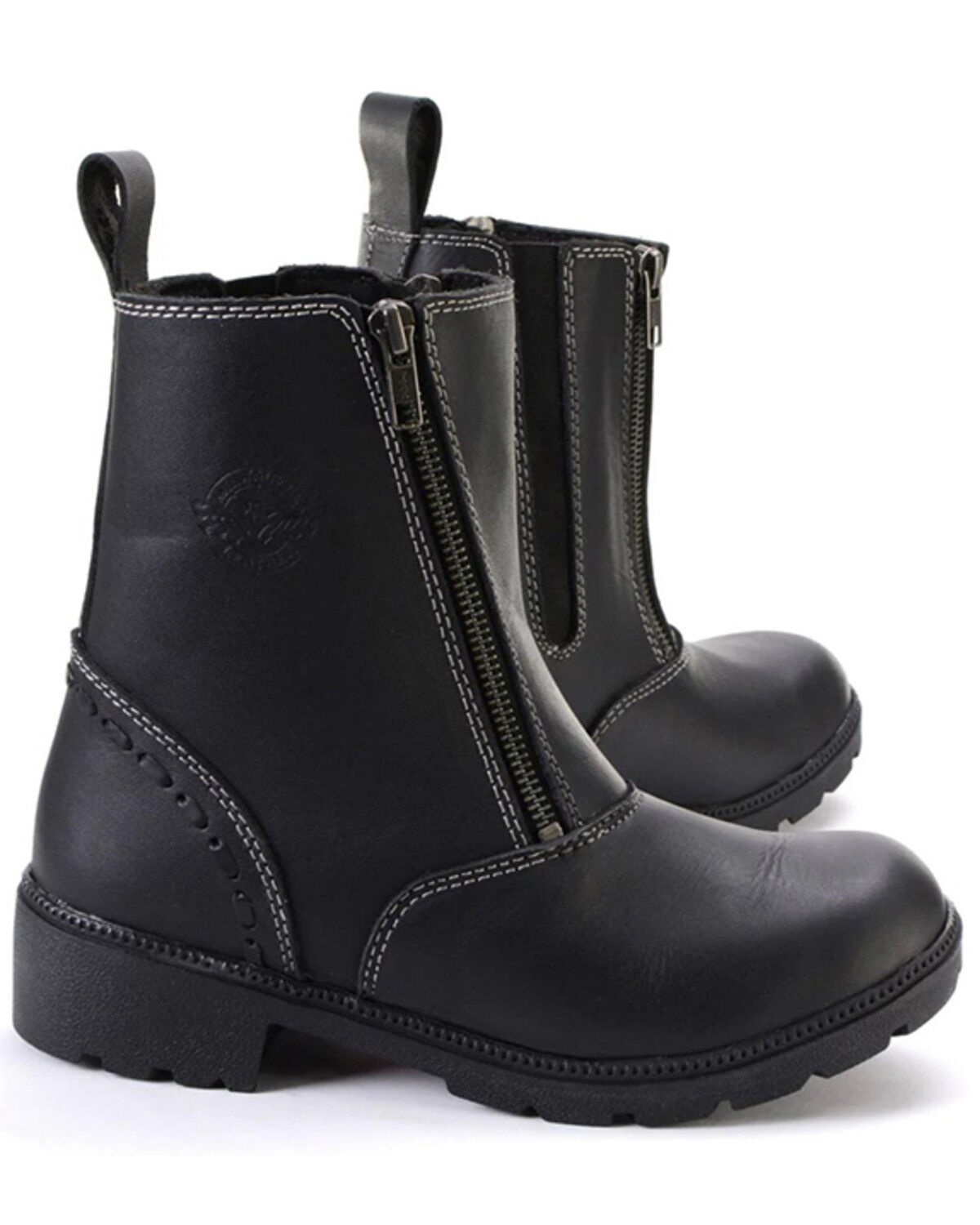 Image #2 - Milwaukee Leather Women's Dual Zipper Motorcycle Boots - Round Toe, Black, hi-res