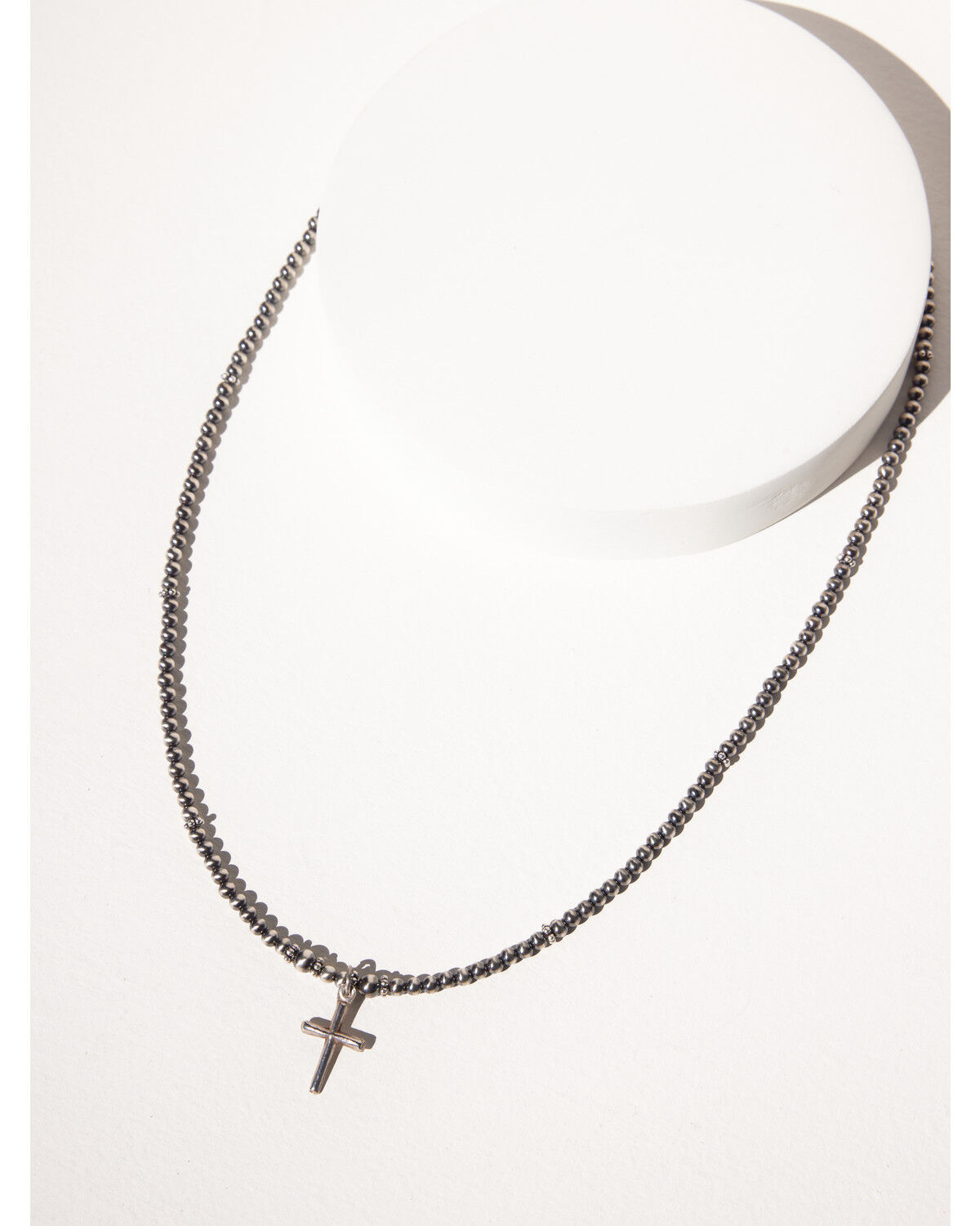 Image #2 - Paige Wallace Women's Tiny Cross Navajo Pearl Necklace, Silver, hi-res