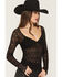 Image #2 - Miss Me Women's Lace Long Sleeve Shirt, Black, hi-res
