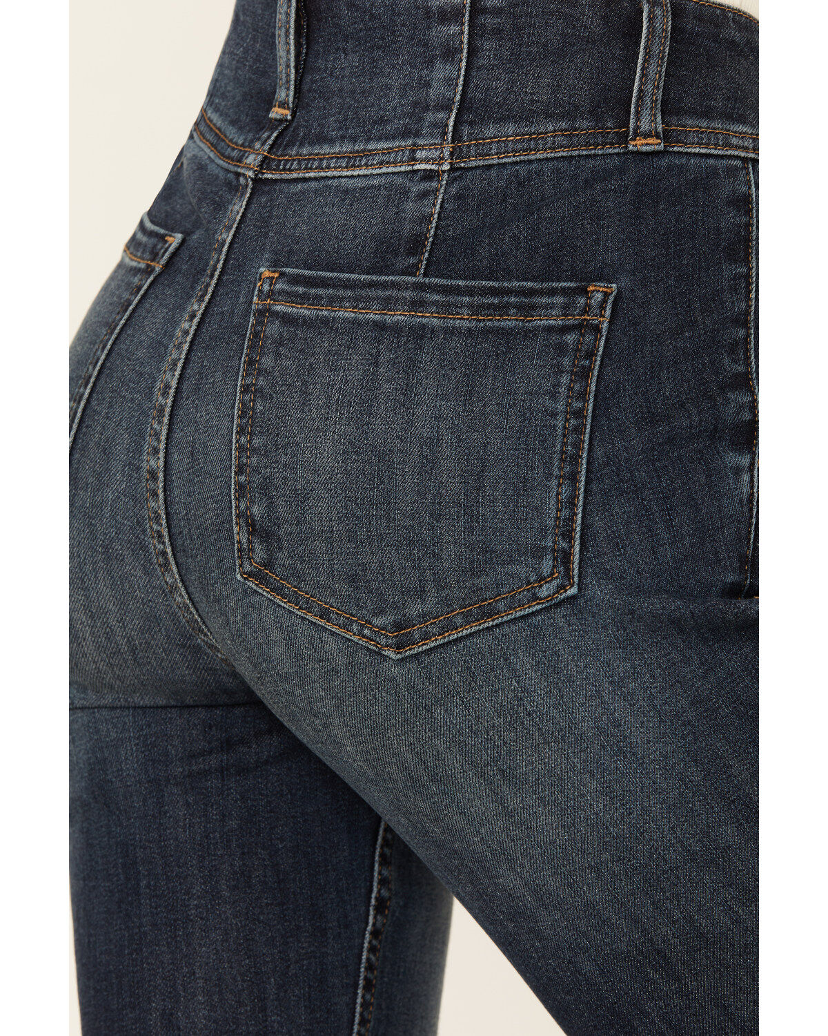 Image #4 - Shyanne Women's Bellflower Dark Wash Darted Waist Comfort Stretch Flare Jeans, Dark Wash, hi-res