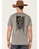 Howitzer Men's American Patriot Flag & Skull Graphic T-Shirt , Charcoal, hi-res
