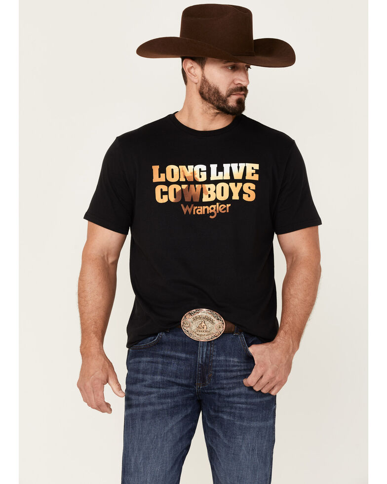 Wrangler Men's Long Live Cowboys Graphic Short Sleeve T-Shirt - Black , Black, hi-res